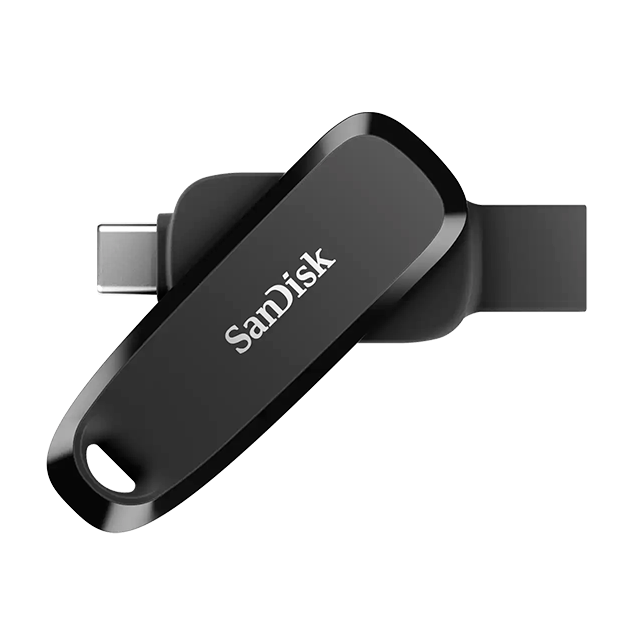 Memoria USB SanDisk Phone Drive, 256GB, USB 3.2 Gen 1, USB-C / USB-A, giratoria, negro – SDDDC6-256G-G46