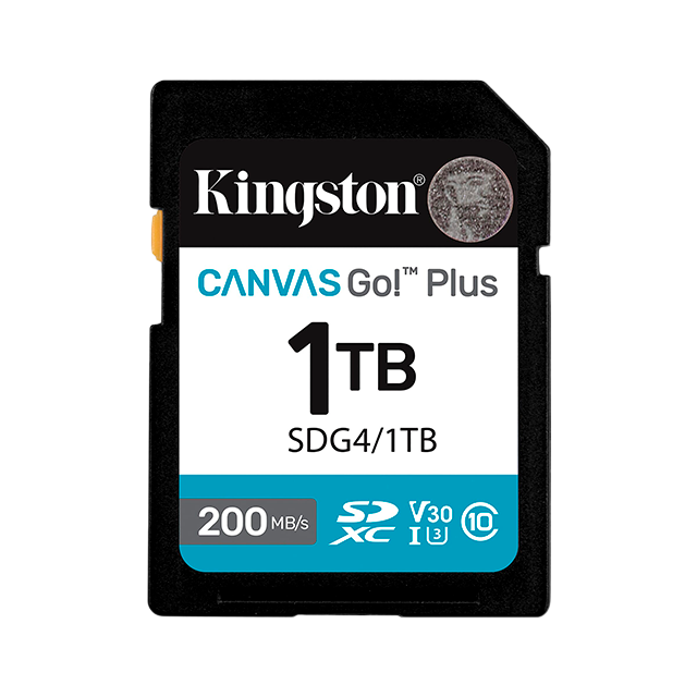 Memoria SDXC Kingston Canvas Go! Plus G4, 1TB, Clase 10, UHS-I, V30, 200 MB/s - SDG4/1TB