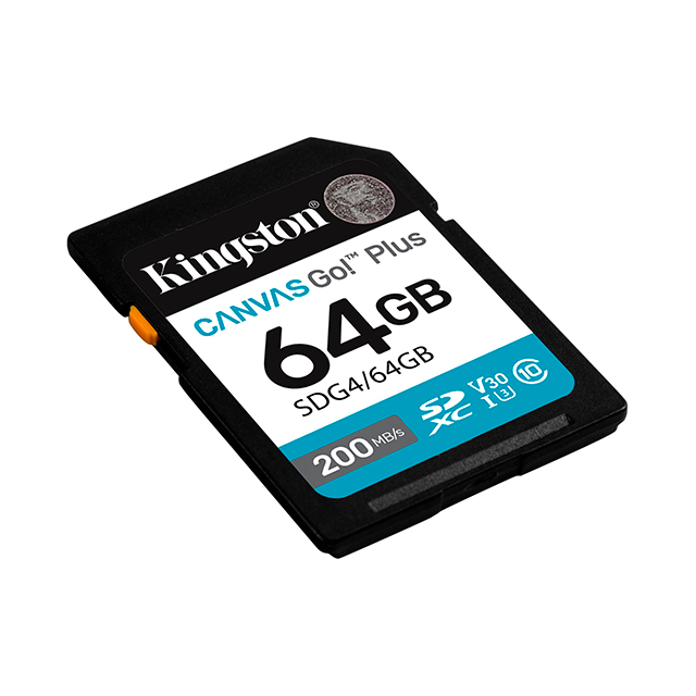 Memoria SDXC Kingston Canvas Go! Plus G4 64GB, Clase 10, UHS-I U3, V30, 200 MB/s – SDG4/64GB