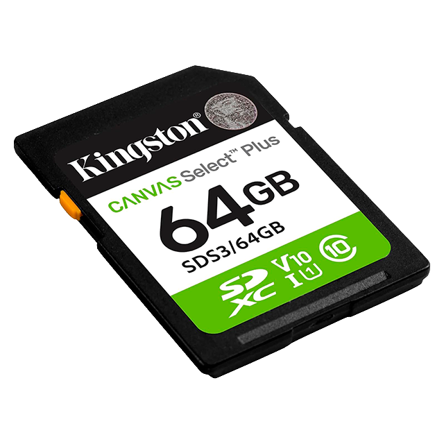 Memoria SD Kingston Canvas Select Plus 64GB, SDXC, UHS-I U1, Clase 10, V10, hasta 100 MB/s – SDS3/64GB