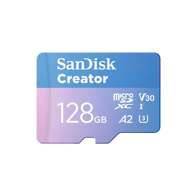 Memoria microSD SanDisk Creator 128GB, microSDXC, UHS-I U3, V30, A2, 190/90 MB/s, 4K y 5.3K – SDSQXAA-128G-GN6MS