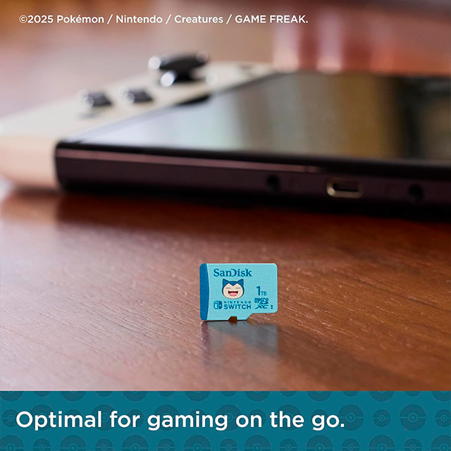 Memoria MicroSDXC SanDisk 1TB Para Nintendo Switch Edición Pokémon Snorlax, hasta 100 MB/s, Clase 10, U3, V30, 4K UHD - SDSQXAO-1T00-GN6ZK