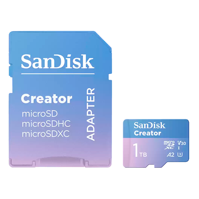 Memoria MicroSD SanDisk Creator, 1TB, UHS-I U3, V30, A2, hasta 190 MB/s, para video 4K/5.3K – SDSQXAV-1T00-GN6MS
