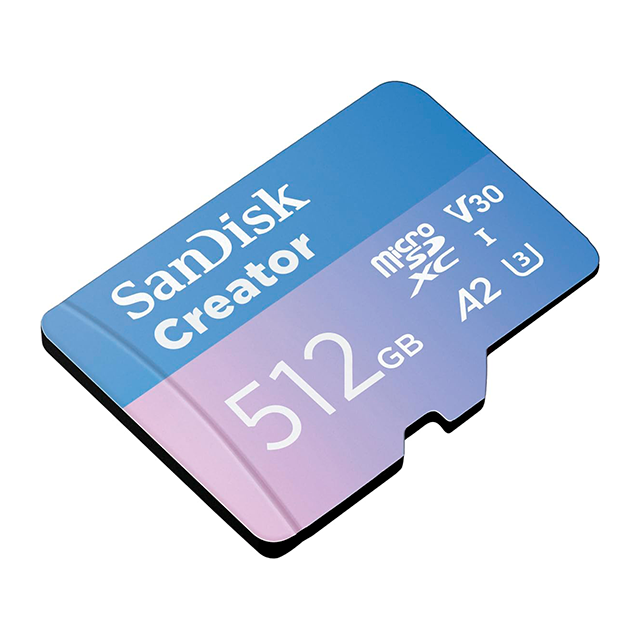 Memoria MicroSD SanDisk Creator, 512GB, UHS-I U3, V30, A2, hasta 190 MB/s, para video 4K/5.3K – SDSQXAV-512G-GN6MS