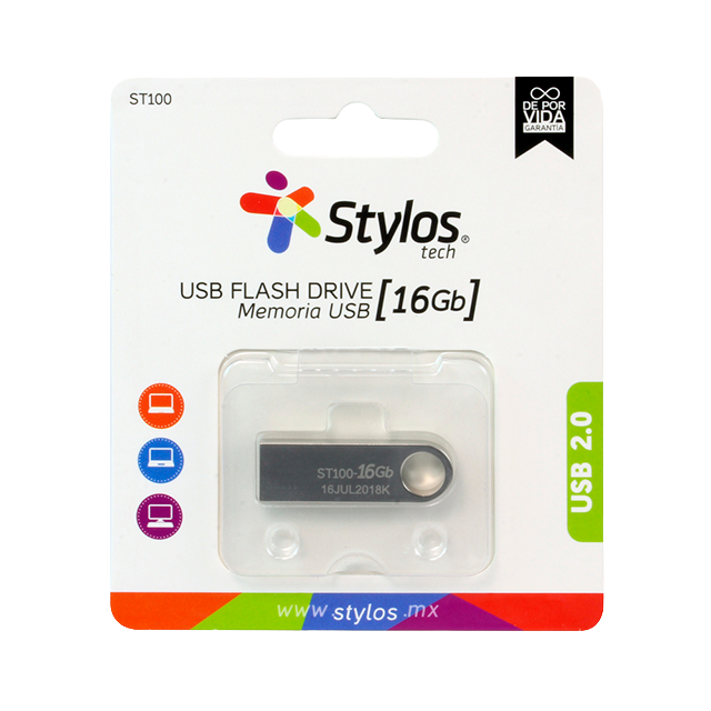 Memoria USB Stylos, 16GB, USB 2.0 – STMUSB2B