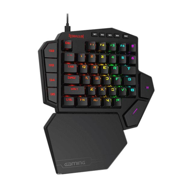 Teclado Mecanico Redragon DITI One-Handed K585RGB, Switches Redragon Brown, Macros personalizables, Reposa muñecas, Ingles - 8800-0065 