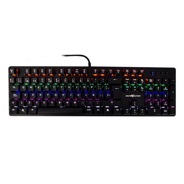 Teclado Mecanico GameFactor KBG400, Retroiluminado, Switch Blue, USB, Negro - KBG400-BL