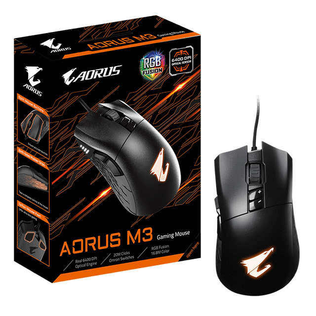 Mouse Gigabyte Aorus M3. Alámbrico, RGB - GM-AORUS M3