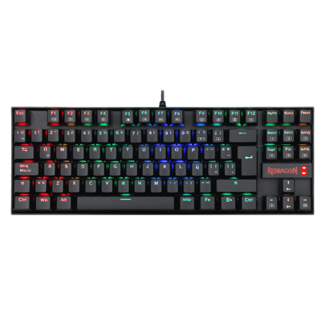 Teclado Mecánico Redragon Kumara Black K552RGB-SP, TKL, Switches Redragon Blue, Español