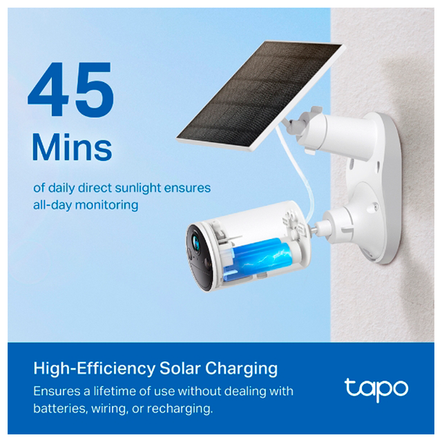 Panel Solar TP-Link Tapo A201, 18 celdas, 2.5W, 5.2V, 1A Isc 