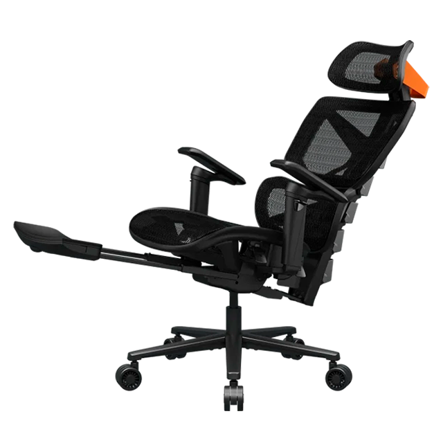 Silla Gamer Ergonómica COUGAR Terminator Air, Mesh, reposapiés retráctil, negro/naranja – CGR-TAR-ORB