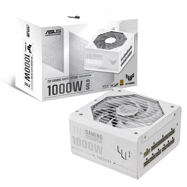 Fuente de Poder ASUS TUF Gaming 1000G White, 1000W, 80 Plus Gold, ATX 3.1, PCIe 5.0, modular – TUF-GAMING-1000G WHITE