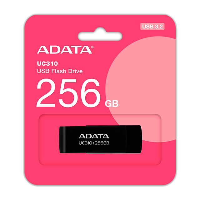 Memoria USB Adata UC310, 256GB, USB 3.2, 100 MB/s, Negro – UC310-256G-RBK