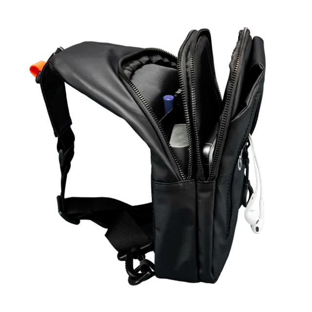 Mochila Crossbody COUGAR Uniride, Sling Bag 4 L, 2 Compartimentos Principales, Resistente al Agua, Puerto USB-A, Negro – 3MUNINXB.0001