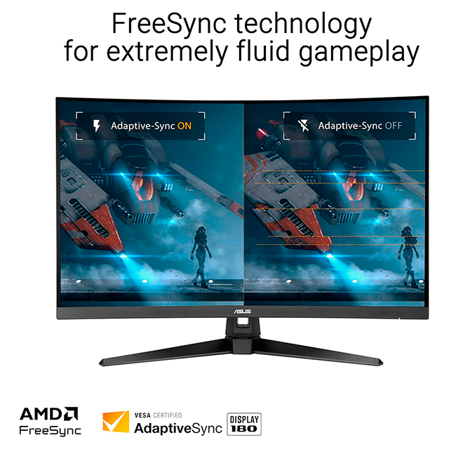 Monitor Gaming ASUS TUF VG32WQ3B, 32", Curvo, QHD 2560×1440, 180 Hz, VA, 1 ms, FreeSync, 2× HDMI, DisplayPort, Negro – VG32WQ3B