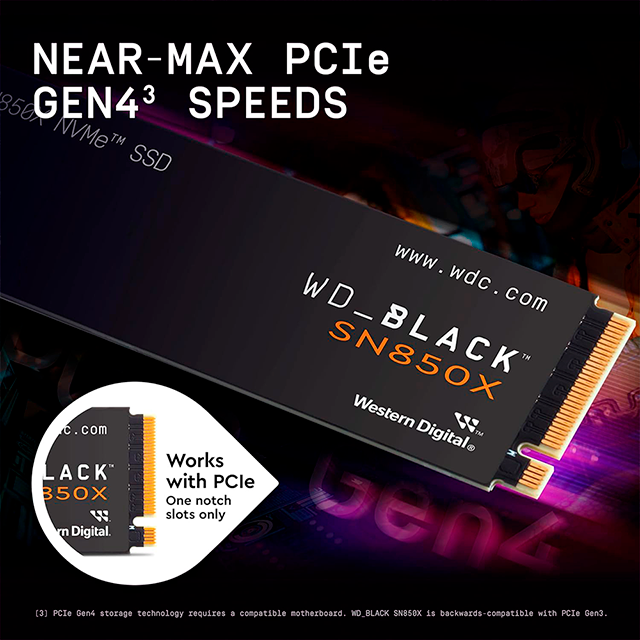 Unidad SSD WD_BLACK SN850X NVMe 4 TB, M.2 2280, PCIe 4.0 ×4, Lectura 7300 MB/s, Escritura 6600 MB/s, sin Disipador – WDS400T2X0E