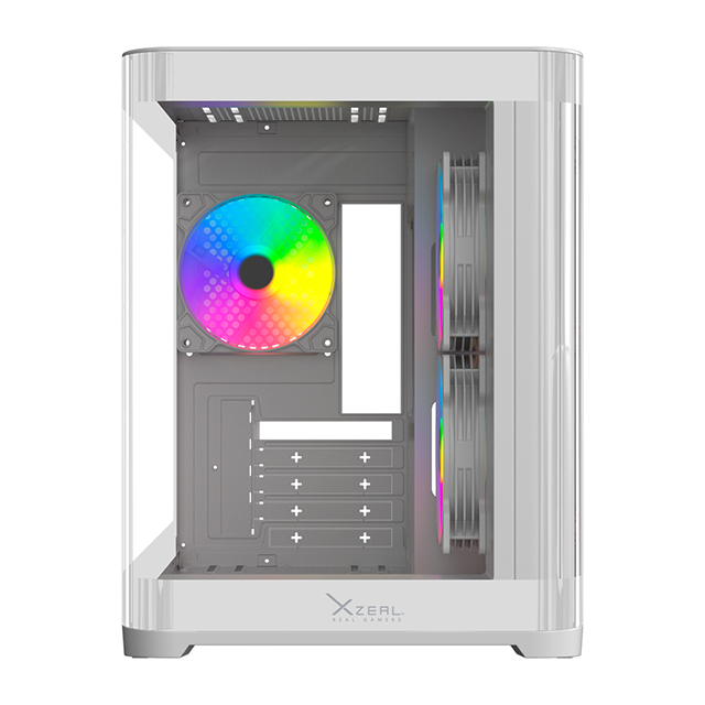 Gabinete Xzeal Curvo, Blanco, M-ATX/ITX, 3 Ventiladores RGB, Panel Lateral Transparente – XZGAMC3W