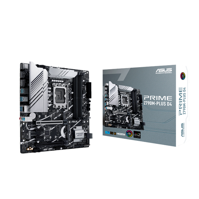 Tarjeta Madre Asus Prime Z790M-Plus D4, Micro-ATX, 12th y 13th Gen Intel, LGA1700, DDR4 5333Mhz OC, x3 M.2, Aura Sync, Thunderbolt 4