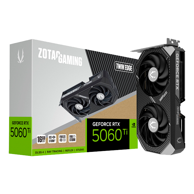 Tarjeta de Video ZOTAC Gaming GeForce RTX 5060 Ti Twin Edge, 16 GB GDDR7, PCIe 5.0 – ZT-B50620E-10M