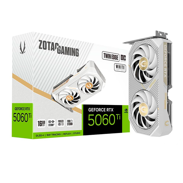 Tarjeta de Video ZOTAC GAMING NVIDIA GeForce RTX 5060 Ti TWIN EDGE OC WHITE, 16GB GDDR7, PCIe 5.0, Dual Fan – ZT-B50620Q-10M