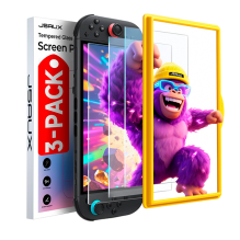 Protector de Pantalla JSAUX Switch 2 (2025), Vidrio Templado Ultra HD 9H, 3-Unidades, Marco Guía, Antihuellas – JS0123-3P
