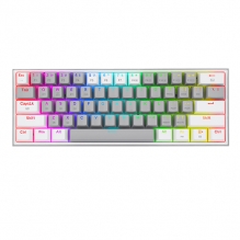 Teclado Gamer Mecánico 60% Redragon Fizz Pro Grey White, Switches Redragon Red, Inalámbrico, USB 2.4Ghz, Bluetooth 5.0, Iluminación RGB, Ingles - K616-RGB GW