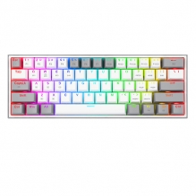 Teclado Gamer Mecánico 60% Redragon Fizz Pro White Grey, Switches Redragon Red, Inalámbrico, USB 2.4Ghz, Bluetooth 5.0, Iluminación RGB, Ingles - K616-RGB WG