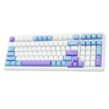 Teclado Mec&aacute;nico Aula F99, 90%, al&aacute;mbrico, switches Red, pads absorbentes, RGB, espa&ntilde;ol, blanco/azul/morado &ndash; 8500-0005
