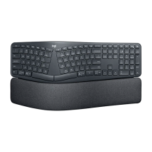 Teclado Ergonómico Inalámbrico Logitech ERGO K860, Diseño Curvo y Partido, Reposamanos Acolchado, Color Grafito, Español - 920-009845