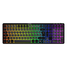 Teclado Mec&aacute;nico Multidispositivo Acteck Techno Pro TI790, 100%, Switch Morado, 2.4 GHz, Bluetooth, RGB, Recargable, Negro &ndash; AC-940061