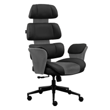 Silla de Oficina Luxor Ultra EC870, Piel PU Premium, Pistón Clase 3, Reclinable 135°, Negro/Gris – AC-943420