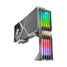 Soporte para Tarjeta de Video ANTEC HOLDER ARGB VERTICAL, Ajuste Vertical, Estructura Metálica, Iluminación ARGB Direccionable, Compatibilidad Universal - AT-GPUH-ARGB-BK