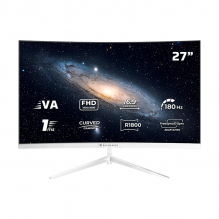 Monitor Gamer Curvo Andromeda MAG27Y 27", Panel VA, FHD, Curvatura R1800, 180Hz,1ms, FreeSync y G-Sync, Flicker-Free, HDMI 2.1, DisplayPort 1.4, Tipo C Display, Color Blanco - BR-942997
