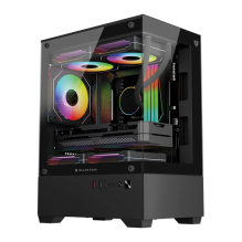 Gabinete Nitrox Glow Crystal 4700C, Micro ATX, vidrio templado, compacto, negro &ndash; BR-943918