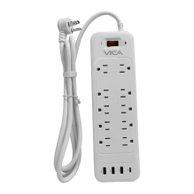 Centro de Carga VICA SUP USB 9P, 10 contactos NEMA 5-15R, 3 USB A,1 USB-C, supresor de picos, montaje pared &ndash; SUP USB 9P