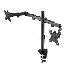 Soporte Dual de Brazo para Monitor Ovaltech OVM-D1332, Hasta 32", Sistema VESA, Sube y Baja, Inclinacion -45° a 45°, Horizontal o Vertical - OVM-D1332