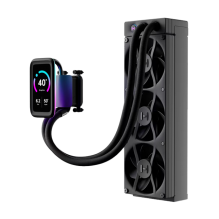 Enfriamiento L&iacute;quido HYTE THICC Q80 Trio, 360 mm, Pantalla IPS 5" 720p 60 Hz, 3&times; Ventiladores 120 mm, 3000 RPM, ARGB, Negro &ndash; FAN-HYTE-Q80T-BB