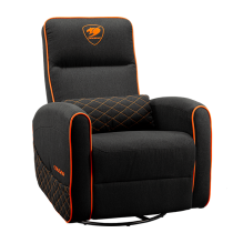 Sof&aacute; Gamer COUGAR FIDOM, reclinable, giratorio, balanceo, soporte lumbar, negro/naranja &ndash; CGR-FDF-ORB