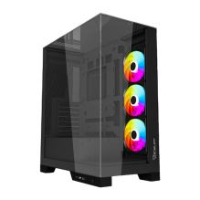 Gabinete Ocelot Gaming Glass Hunter 3, Mini Tower, ATX / Micro-ATX / ITX, Cristal Templado, 3 Ventiladores Incluidos – Glass Hunter 3