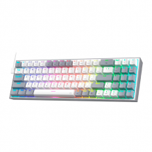 Teclado Mecánico Gamer POLLUX, 75%, Español, Alámbrico, Switch Rojo, Retroiluminación RGB, Diseño Compacto con Pad Numérico, Color White/Gray - POLLUX-WG