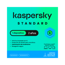 Kaspersky Standard, 1 Dispositivo, Suscripción 24 Meses, Licencia Digital ESD – KL1041ZDADS