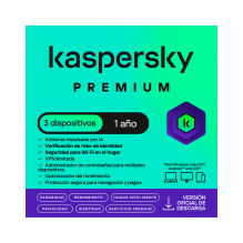 Kaspersky Premium, 3 Dispositivos, Suscripción 12 Meses, Licencia Digital ESD – KL1047ZDCFS