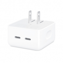 Cargador Apple Dual USB-C, 35 W, 2 Puertos USB-C, Adaptador de Corriente Compacto, Blanco &ndash; MW2H3AM/A