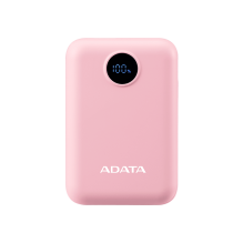 Power Bank ADATA C100, 10,000 mAh, Carga Dual, Indicador LED, Rosa – PC10022-12PK