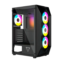 Gabinete Ocelot Gaming POLYGON-E5, ATX, Cristal Templado, Frontal Mesh, 4 Ventiladores, Color Negro - POLYGON-E5