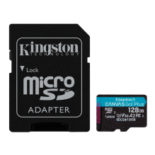 Tarjeta de Memoria MicroSD Kingston Canvas Go! Plus, 128GB, UHS-I, Clase 10 / U3 / V30, A2 – SDCG4/128GB