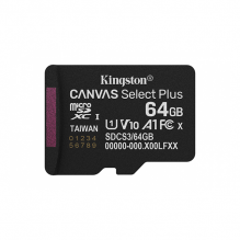 Memoria MicroSD Kingston Canvas Select Plus Gen3, 64 GB, UHS-I, Clase 10, U1, V10, A1, hasta 100 MB/s - SDCS3/64GB