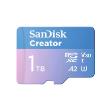 Memoria MicroSD SanDisk Creator, 1TB, UHS-I U3, V30, A2, hasta 190 MB/s, para video 4K/5.3K &ndash; SDSQXAV-1T00-GN6MS