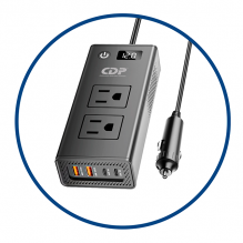Inversor de Corriente Automotriz CDP XVU212, 200 W, 2&times; CA 110 V, USB-C PD 20 W, QC 3.0 36 W, 4 Puertos USB &ndash; XVU212