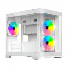 Gabinete Xzeal Curvo, Blanco, M-ATX/ITX, 3 Ventiladores RGB, Panel Lateral Transparente – XZGAMC3W